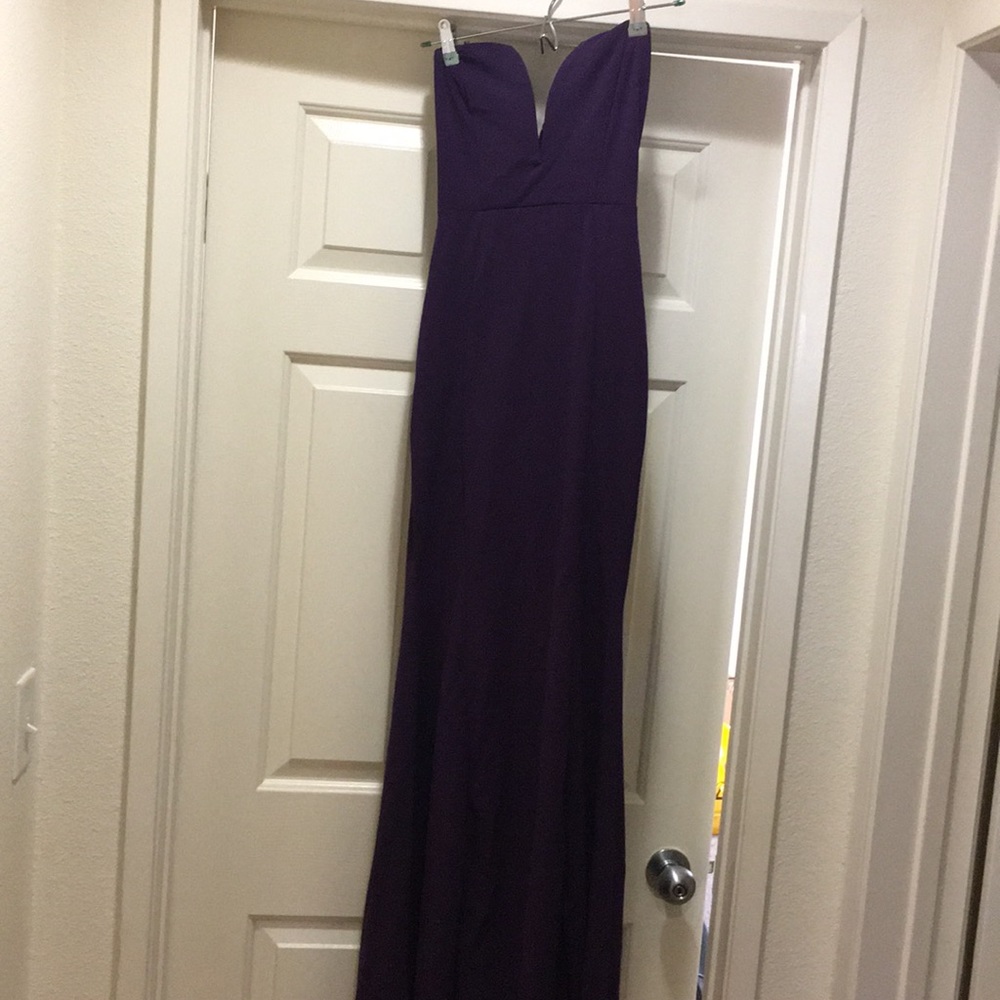 Strapless Maxi Evening Dress in Deep Purple